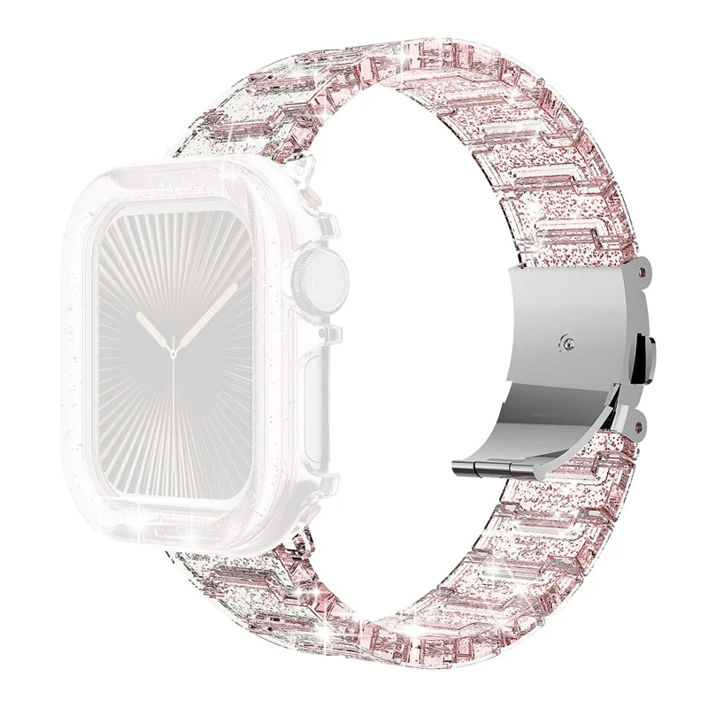 Per Apple Watch Series 9 8 7 41mm Band Stylish PC Epoxy Resin Smartwatch Strap + Watch Case - Rosa