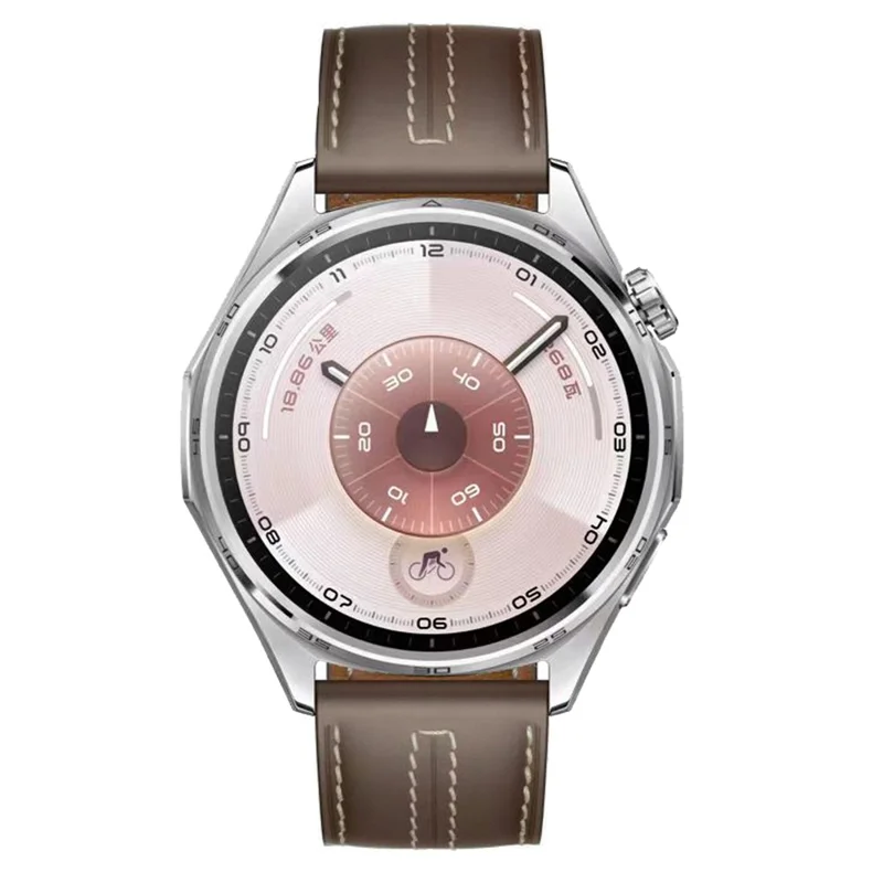 Кожаный ремешок для Huawei Watch GT 5 Pro / GT 5 / 4 46мм / Samsung Galaxy Watch3 45мм, 22мм, с прошивкой, натуральная кожа - Серый