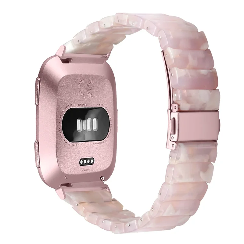 Watch Band For Fitbit Versa / Versa Lite / Versa 2 , 1-Bead Acrylic Resin Waterproof Bracelet - Pink Brown / Pink Buckle