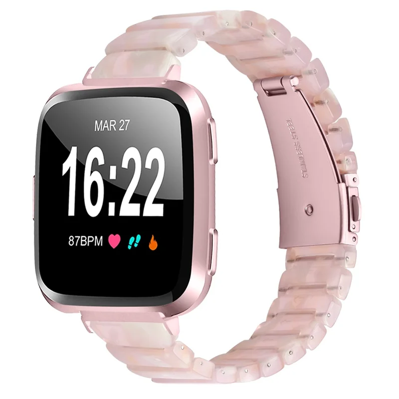 Watch Band For Fitbit Versa / Versa Lite / Versa 2 , 1-Bead Acrylic Resin Waterproof Bracelet - Pink Brown / Pink Buckle