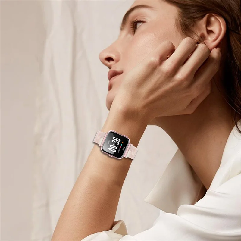 Watch Band For Fitbit Versa / Versa Lite / Versa 2 , 1-Bead Acrylic Resin Waterproof Bracelet - Pink Brown / Pink Buckle