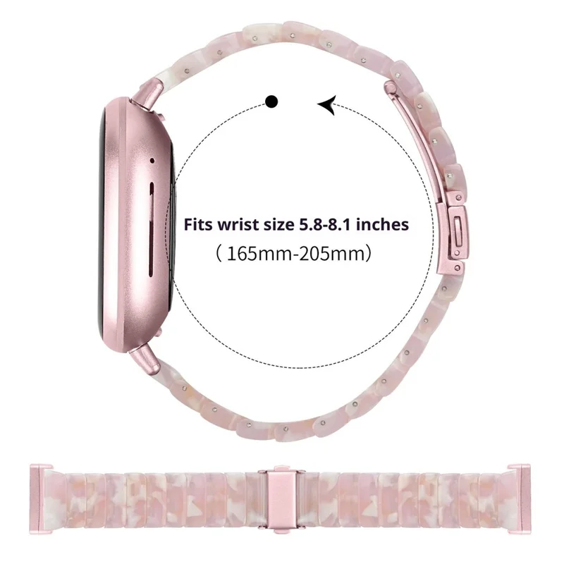 Fitbit Versa 4 / Sense 2 Uhrarmband 1-Perle Acrylharz Wasserdicht Armband - Rosa Braun / Rosa Schnalle