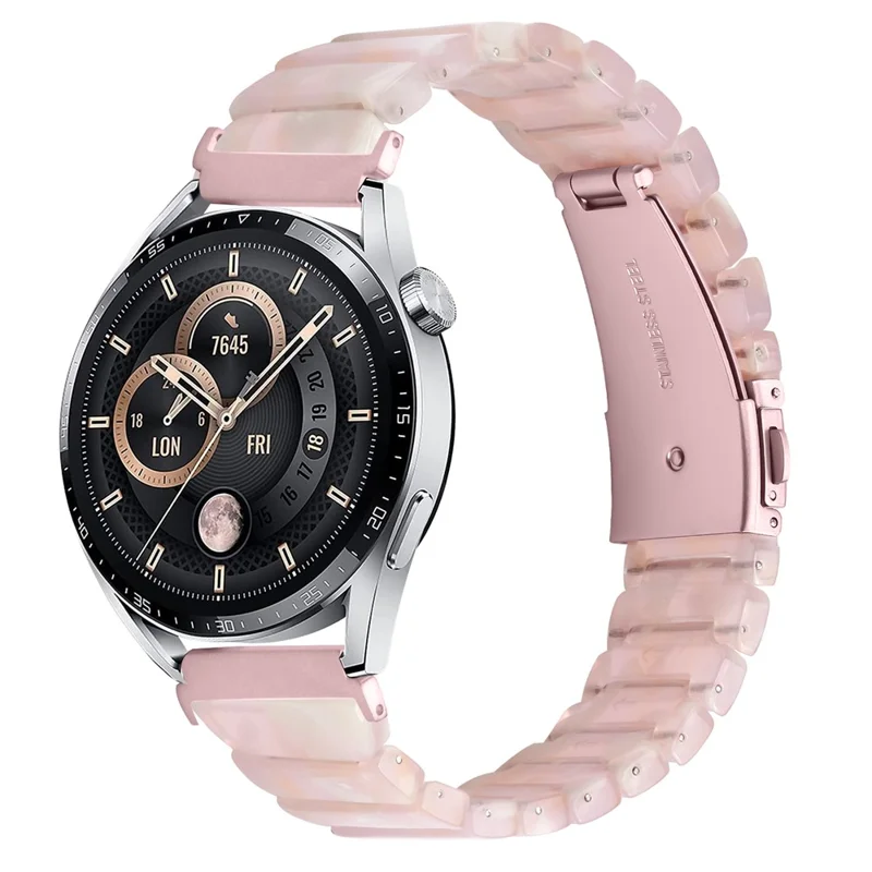 Watch Band For Samsung Galaxy Watch3 45mm / Watch 46mm / Gear S3 Classic / Gear S3 Frontier , 1-Bead Acrylic Resin Waterproof Bracelet - Pink Brown / Pink Buckle