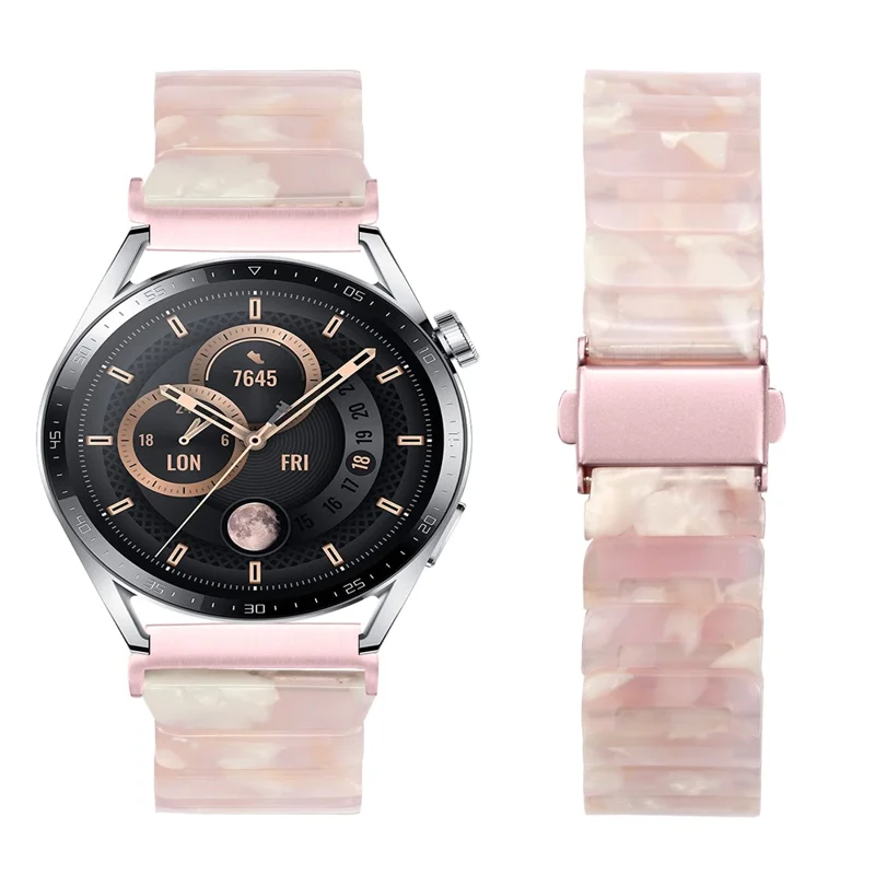 Watch Band For Samsung Galaxy Watch3 45mm / Watch 46mm / Gear S3 Classic / Gear S3 Frontier , 1-Bead Acrylic Resin Waterproof Bracelet - Pink Brown / Pink Buckle