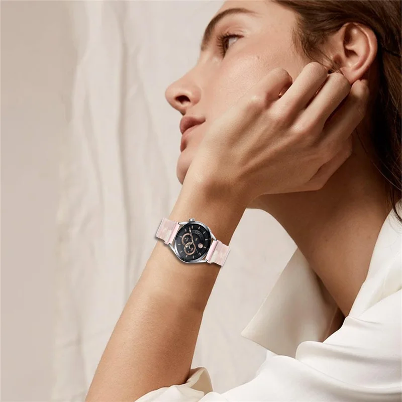 Watch Band For Samsung Galaxy Watch3 45mm / Watch 46mm / Gear S3 Classic / Gear S3 Frontier , 1-Bead Acrylic Resin Waterproof Bracelet - Pink Brown / Pink Buckle