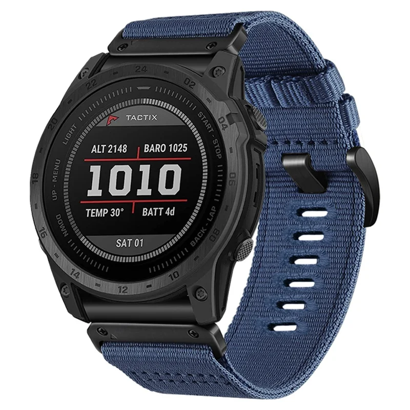 26mm Schnellverschluss-Armband für Garmin Fenix 8 Pro MicroLED 51mm / 8 Pro AMOLED 51mm / quatix 8 51mm Nylon gewebtes taktisches Uhrenarmband - Blau