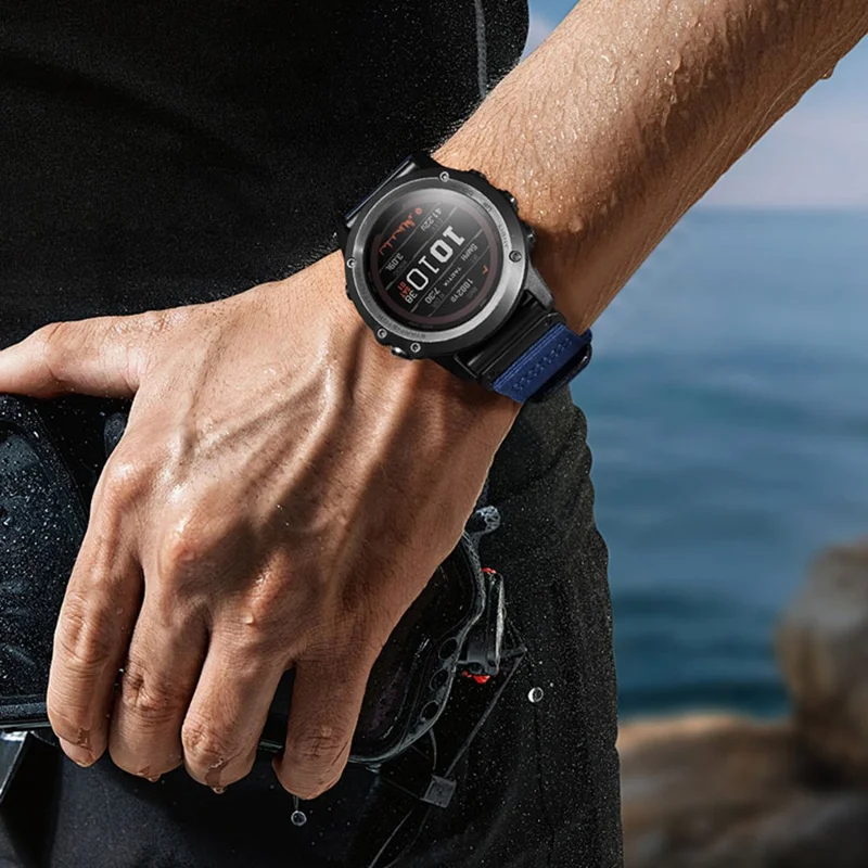 Cinturino a sgancio rapido da 22 mm per Garmin Fenix 8 Pro AMOLED 47 mm / 8 AMOLED 47 mm / E 47 mm / quatix 8 / Tactix 8 47 mm Cinturino in nylon intrecciato per orologio tattico - Blu