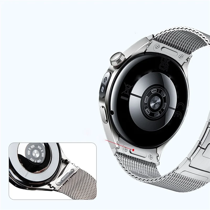 For Huawei Watch 5 46mm Stainless Steel Watch Band Seamless Magnetic Buckle Mesh Strap - Black