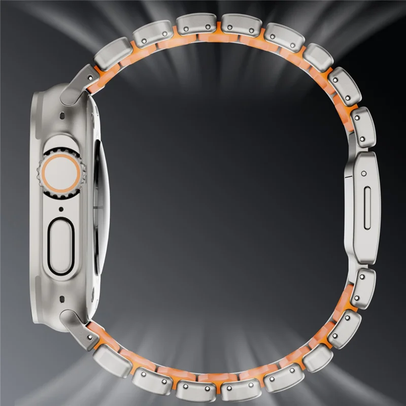 Magnetic Buckle Strap for Apple Watch Ultra 3 2 1 49mm  /  Series 11 10 46mm  /  9 8 7 45mm  /  SE3 SE2 SE 6 5 4 44mm  /  3 2 1 42mm Metal Watch Band - Black / Orange