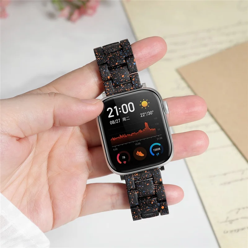 Splash-Ink Design PC Strap per Apple Watch Series 11 10 42mm / 9 8 7 41mm / SE3 SE2 SE 6 5 4 40mm / 3 2 1 38mm Cinturino di ricambio per orologio - Nero