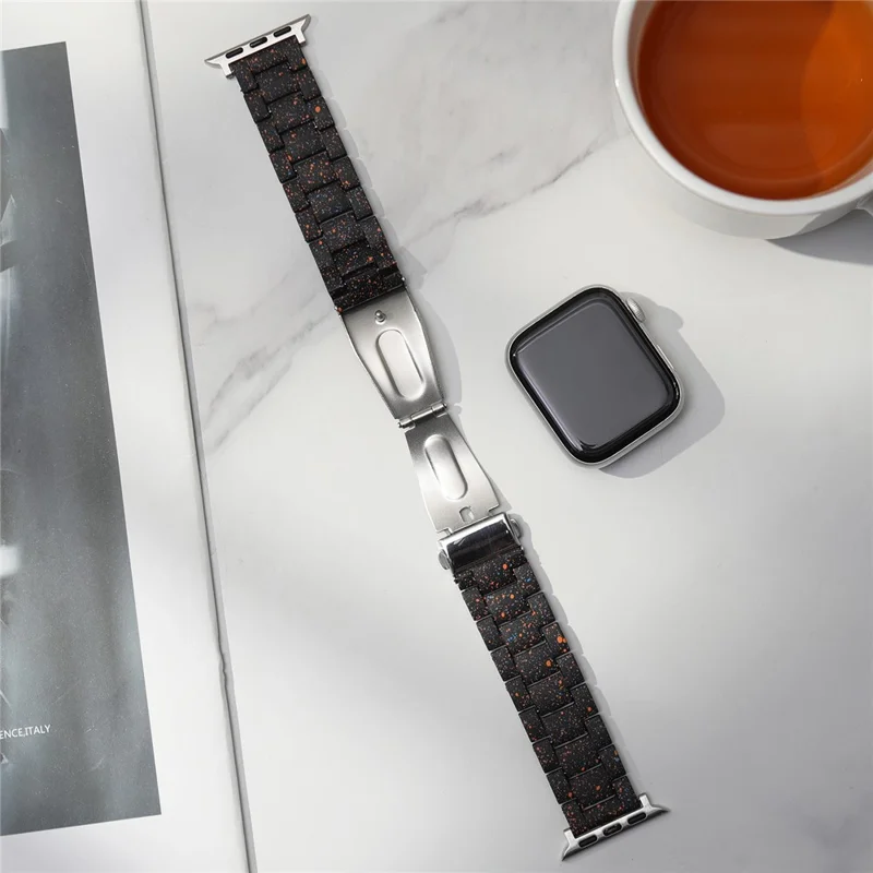 Splash-Ink Design PC Strap per Apple Watch Series 11 10 42mm / 9 8 7 41mm / SE3 SE2 SE 6 5 4 40mm / 3 2 1 38mm Cinturino di ricambio per orologio - Nero