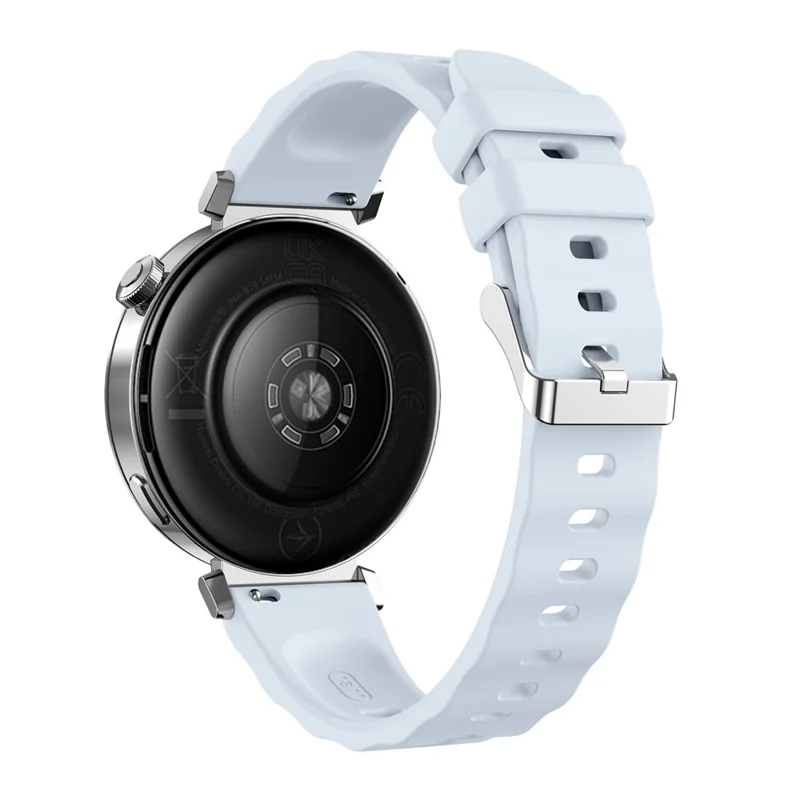 18mm Wave Pattern Silicone Strap for Huawei Watch GT 6 / 5 / 4 41mm / Garmin Venu 3S Adjustable Watch Band with Silver Buckle - Baby Blue