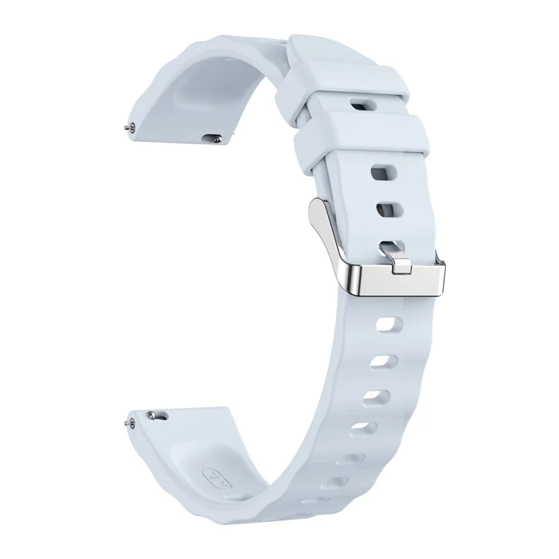 18mm Wave Pattern Silicone Strap for Huawei Watch GT 6 / 5 / 4 41mm / Garmin Venu 3S Adjustable Watch Band with Silver Buckle - Baby Blue