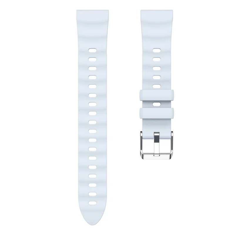 18mm Wave Pattern Silicone Strap for Huawei Watch GT 6 / 5 / 4 41mm / Garmin Venu 3S Adjustable Watch Band with Silver Buckle - Baby Blue