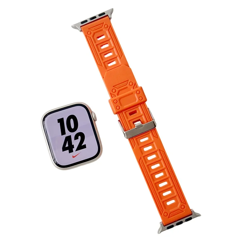 Banda Esportiva para Relógio Apple Watch Series 11 10 42mm / 9 8 7 41mm / SE3 SE2 SE 6 5 4 40mm / 3 2 1 38mm TPU Ajustável - Laranja