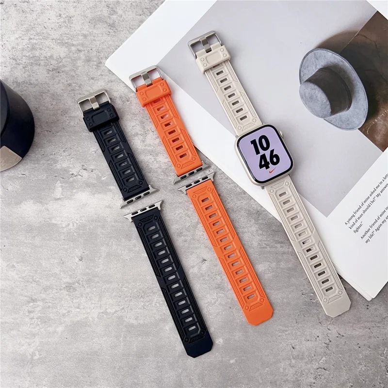 Banda Esportiva para Relógio Apple Watch Series 11 10 42mm / 9 8 7 41mm / SE3 SE2 SE 6 5 4 40mm / 3 2 1 38mm TPU Ajustável - Laranja