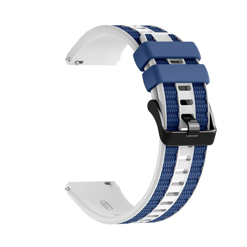 22mm Replacement Strap for Huawei Watch GT 6 / 6 Pro / 5 / 5 Pro / 4 / 3 / 2 46mm Striped Design Dual Color Silicone Watch Band - White / Blue