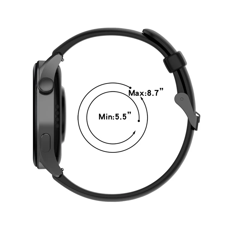 22mm Silikon Waterdes Uhrenband Schwarz Edelstahlschnalle Ersatzriemen Für Huawei Uhr 3 / 3 Pro / gt 2e / 2 / 2 Pro / S / S Pro - Schwarz