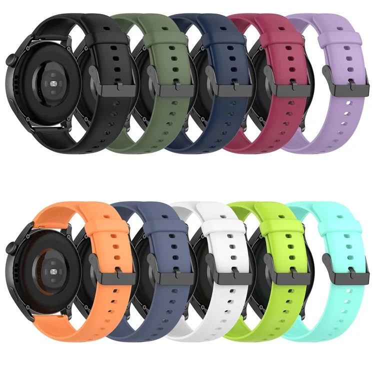 Für Realme Watch 3 / Huawei Watch 3 / 3 Pro Uhrenarmband 22mm Silikon Ersatzarmband - Schwarz