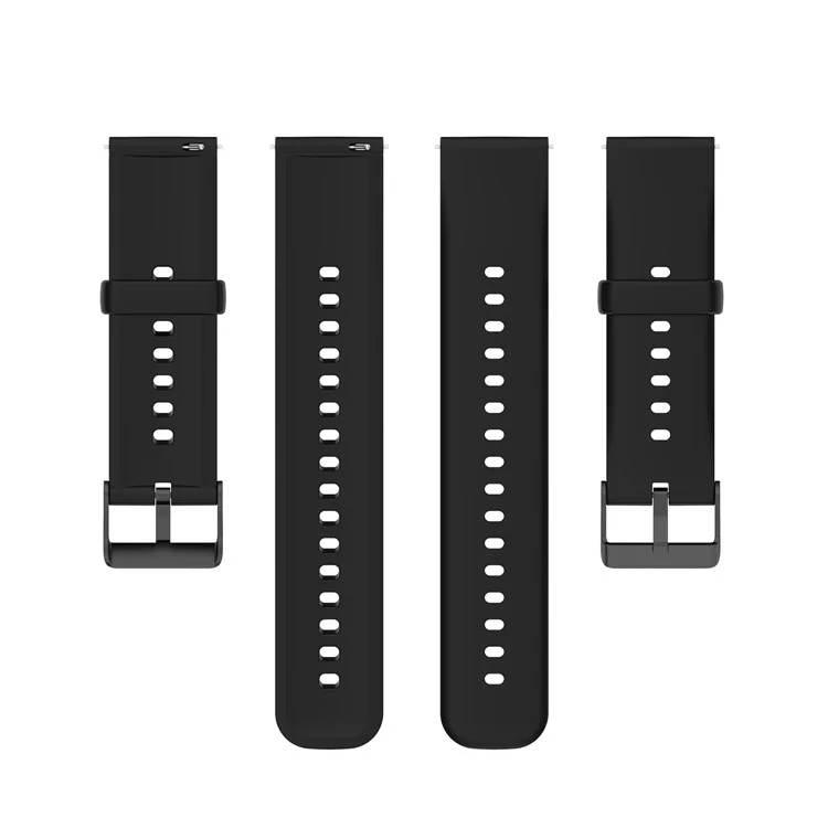 22mm Silicone Waterproof Watch Band Black Stainless Steel Buckle Replacement Strap for Realme Watch 3 / Huawei Watch 3 / 3 Pro / 3 Pro New / GT 2e / 2 / 2 Pro / S / S Pro  - Black