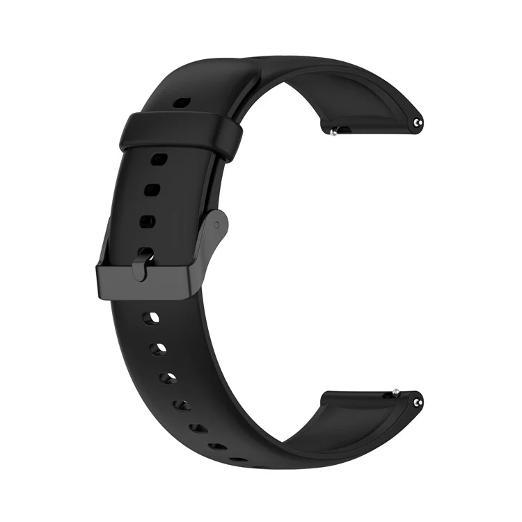 22mm Silicone Waterproof Watch Band Black Stainless Steel Buckle Replacement Strap for Realme Watch 3 / Huawei Watch 3 / 3 Pro / 3 Pro New / GT 2e / 2 / 2 Pro / S / S Pro  - Black