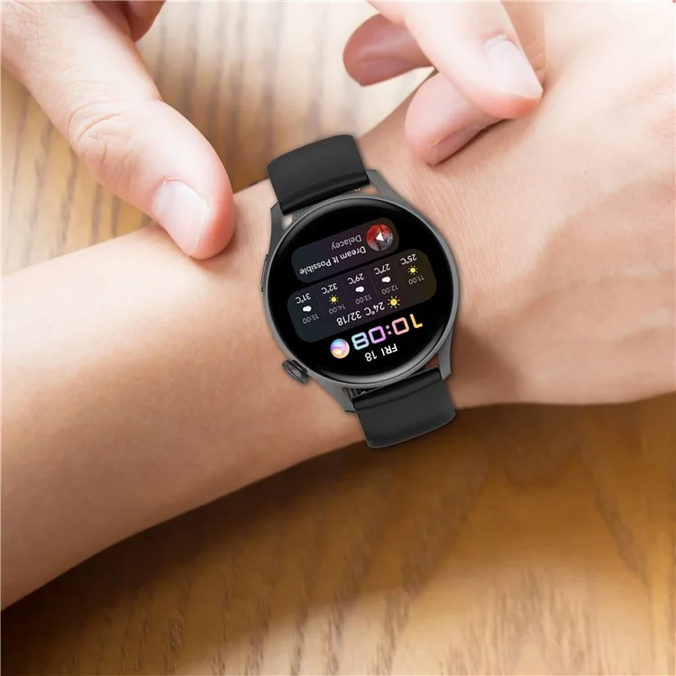 Für Realme Watch 3 / Huawei Watch 3 / 3 Pro Uhrenarmband 22mm Silikon Ersatzarmband - Schwarz
