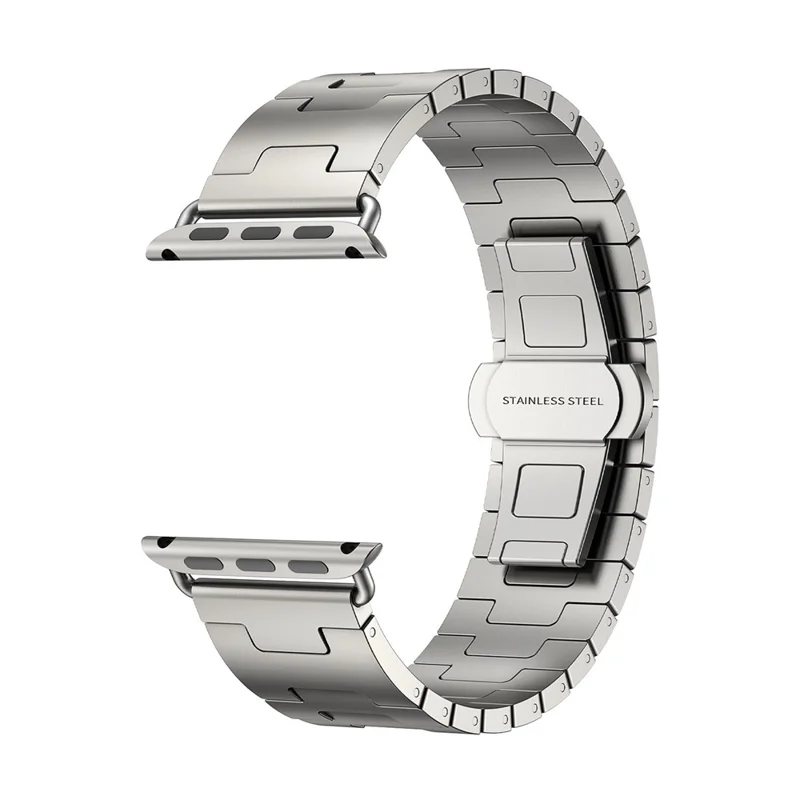 Watch Strap For Apple Watch Ultra 3 2 1 49mm / Series 11 10 46mm / 9 8 7 45mm / SE3 SE2 SE 6 5 4 44mm / 3 2 1 42mm H-Type Titanium Alloy Band with Butterfly Clasp - Titanium