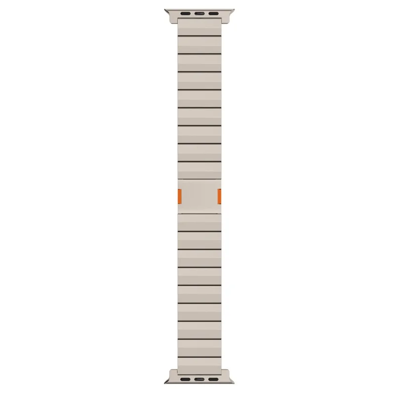 Watch Band For Apple Watch Series 11 10 42mm / 9 8 7 41mm / SE3 SE2 SE 6 5 4 40mm / 3 2 1 38mm , Magnetic Buckle 1-Bead Titanium Alloy Strap - Titanium + Orange