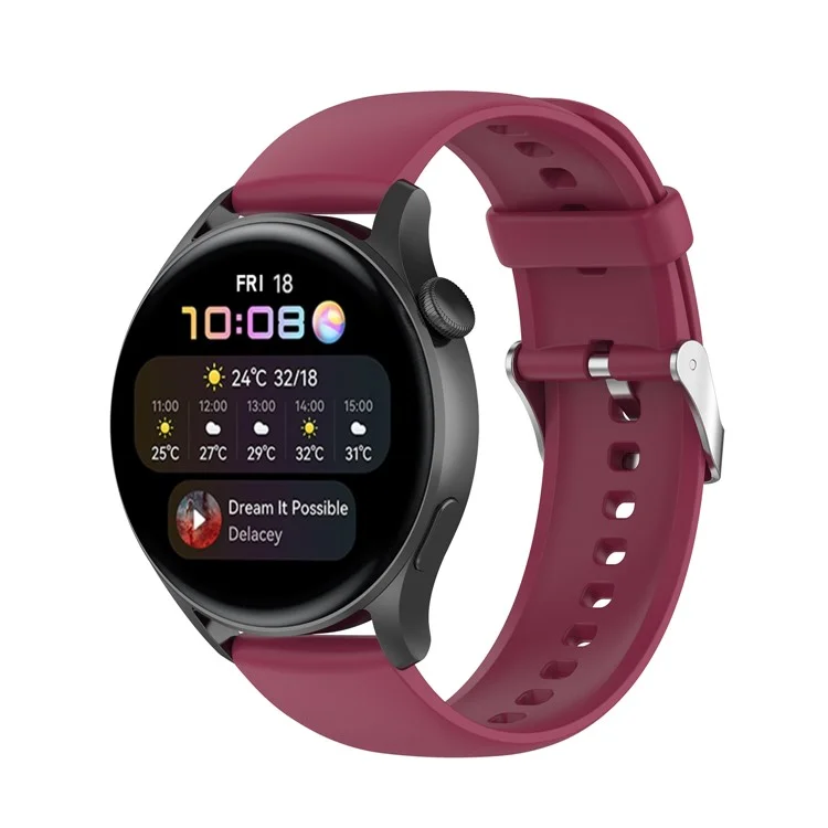 Für Realme Watch 3 / Huawei Watch 3 / 3 Pro Uhrenarmband 22mm Sportliches Silikon Armband - Weinrot