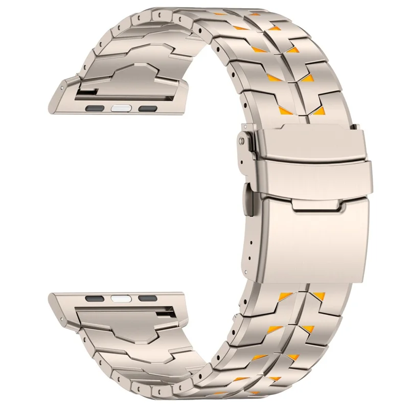 Armband für Apple Watch Ultra 49mm / Series 11 10 46mm / 9 8 7 45mm / SE3 SE2 SE 6 5 4 44mm / 3 2 1 42mm, Titanlegierung abnehmbare Schließe mit Sicherheitsschließe - Titan + Orange