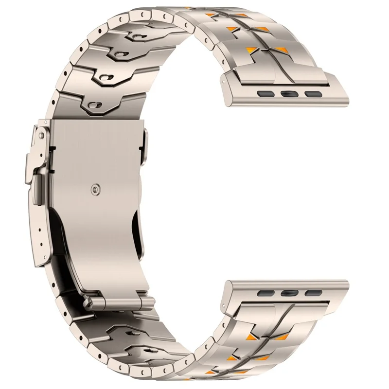 Armband für Apple Watch Ultra 49mm / Series 11 10 46mm / 9 8 7 45mm / SE3 SE2 SE 6 5 4 44mm / 3 2 1 42mm, Titanlegierung abnehmbare Schließe mit Sicherheitsschließe - Titan + Orange