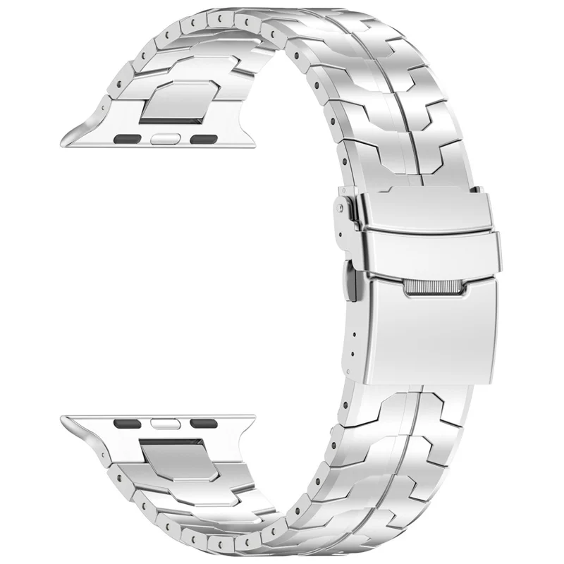 Cinturino per Apple Watch Ultra 49mm / Serie 11 10 46mm / 9 8 7 45mm / SE3 SE2 SE 6 5 4 44mm / 3 2 1 42mm, Cinturino in lega di titanio staccabile con fibbia di sicurezza - Argento