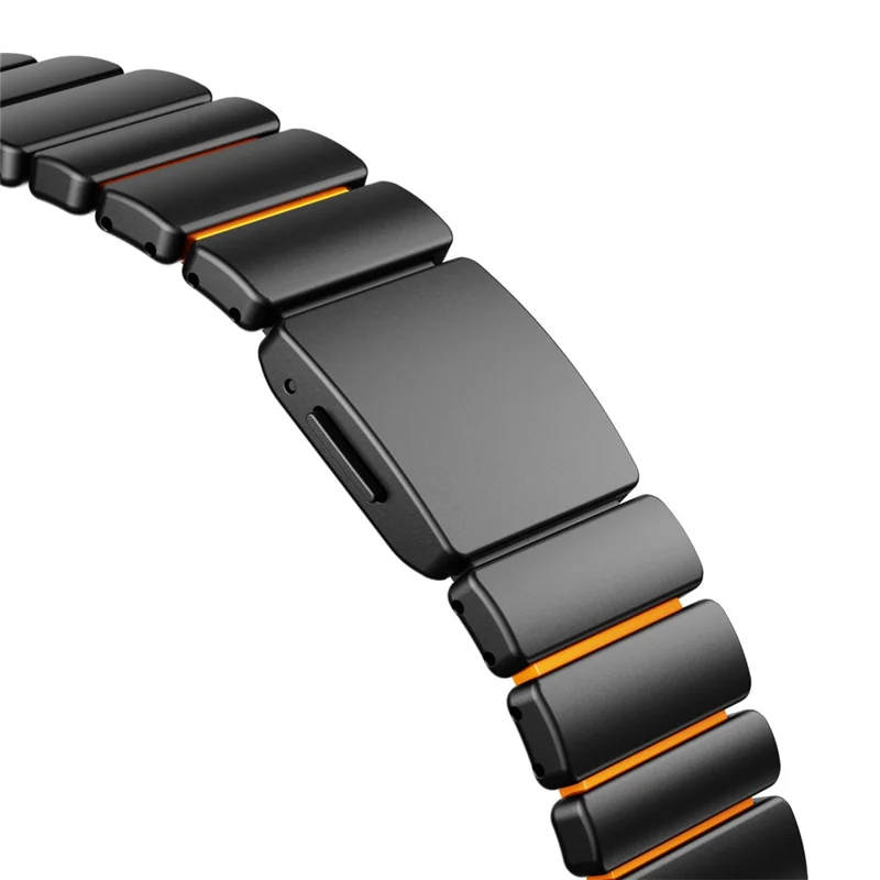 Watch Strap For Apple Watch Ultra 3 2 1 49mm / Series 11 10 46mm / 9 8 7 45mm / SE3 SE2 SE 6 5 4 44mm / 3 2 1 42mm , 1-Bead Titanium Alloy Band with Magnetic Buckle - Black + Orange