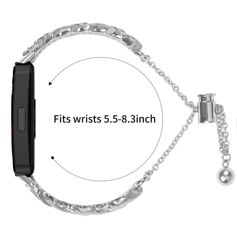 Cinturino per Huawei Band 10 / 9 / 8, Cinturino con chiusura a cordoncino in lega di zinco con decorazione di strass - Argento