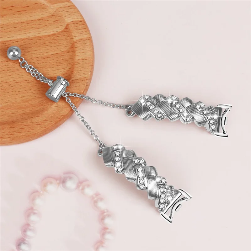 Pulseira para Xiaomi Smart Band 10 / 9 / 8, Pulseira de Bracelete com Decoração de Strass de Liga de Zinco - Prata