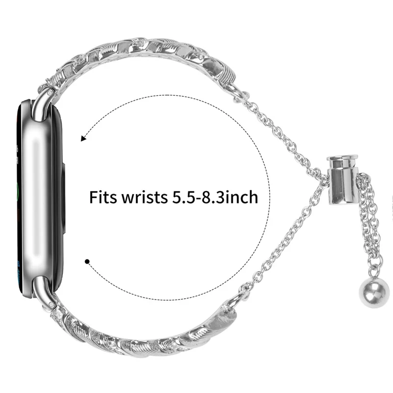 Pulseira para Xiaomi Smart Band 10 / 9 / 8, Pulseira de Bracelete com Decoração de Strass de Liga de Zinco - Prata