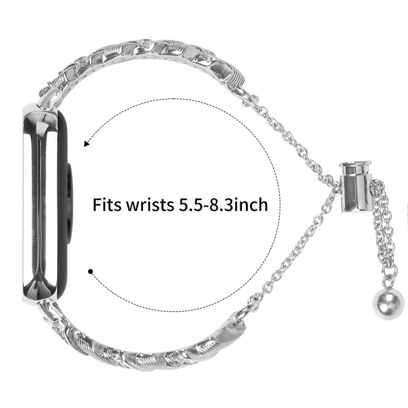 For Xiaomi Smart Band 9 Pro / 8 Pro Strap Drawstring Lock Zinc Alloy Rhinestone Decor Bracelet Watch Band - Silver