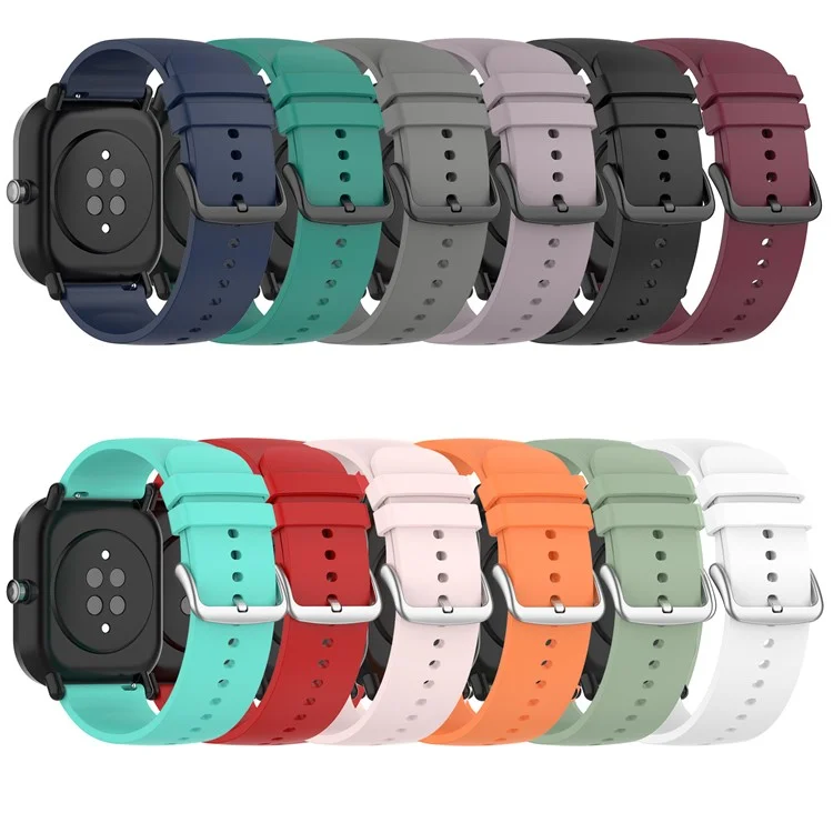 20mm Silicone Watch Band Wrist Straps for Huami Amazfit GTR 2 / Amazfit Pop Pro / Amazfit BIP - Wine Red / Black Buckle