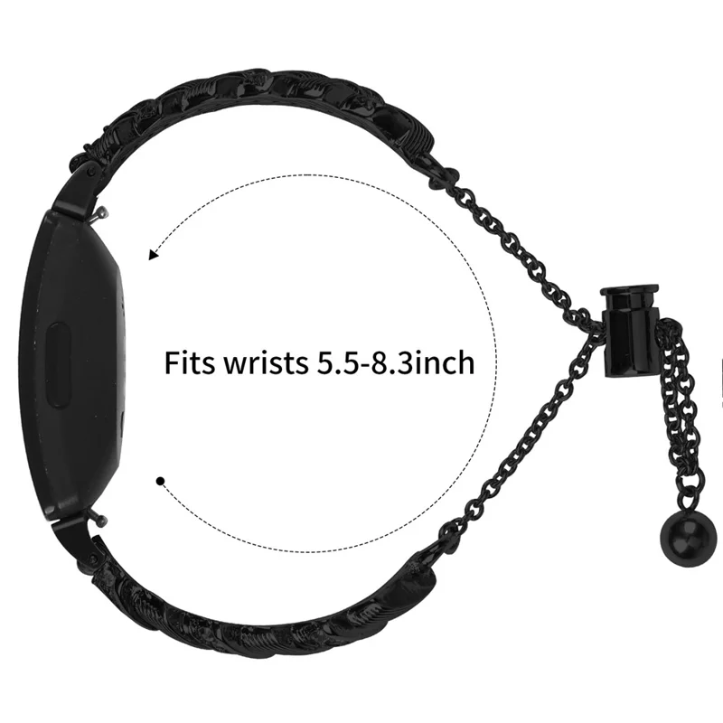 Watch Band For Fitbit Inspire / Inspire 2 / Inspire HR , Drawstring Lock Electroplated Zinc Alloy Rhinestone Decor Bracelet Strap - Black