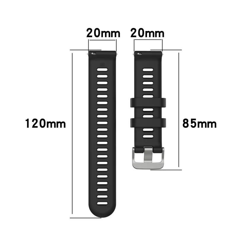 20mm Twill Texture Soft Adjustable Silicone Replacement Wrist Watch Band for Garmin Forerunner 158 / Forerunner 55 - Black