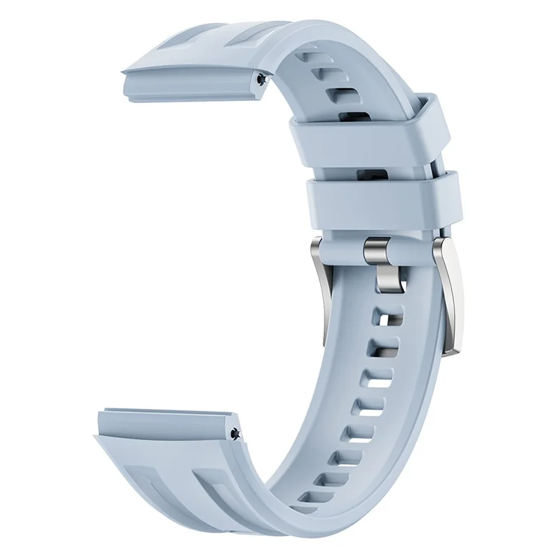 Pulseira de Silicone para Huawei Watch GT 6 Pro 46mm, Dupla Ranhura, Liberação Rápida, Ajustável, com Fivela Prateada - Azul