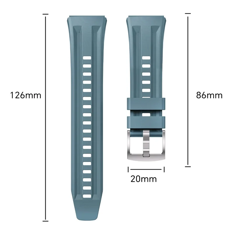 Pulseira de Silicone para Huawei Watch GT 6 Pro 46mm, Dupla Ranhura, Liberação Rápida, Ajustável, com Fivela Prateada - Azul