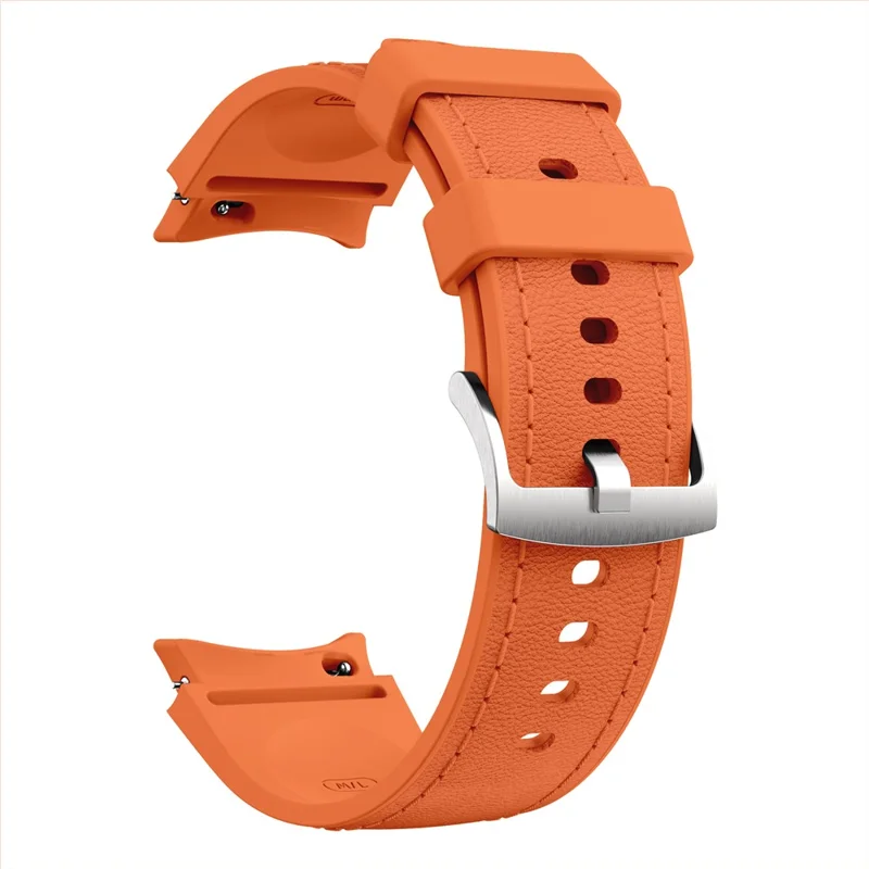 Banda de Couro de Silicone para Samsung Galaxy Watch7 / 6 / 5 / 4 44mm / 40mm / 6 Classic 42mm / 46mm Alça de Substituição com Múltiplos Furos - Laranja