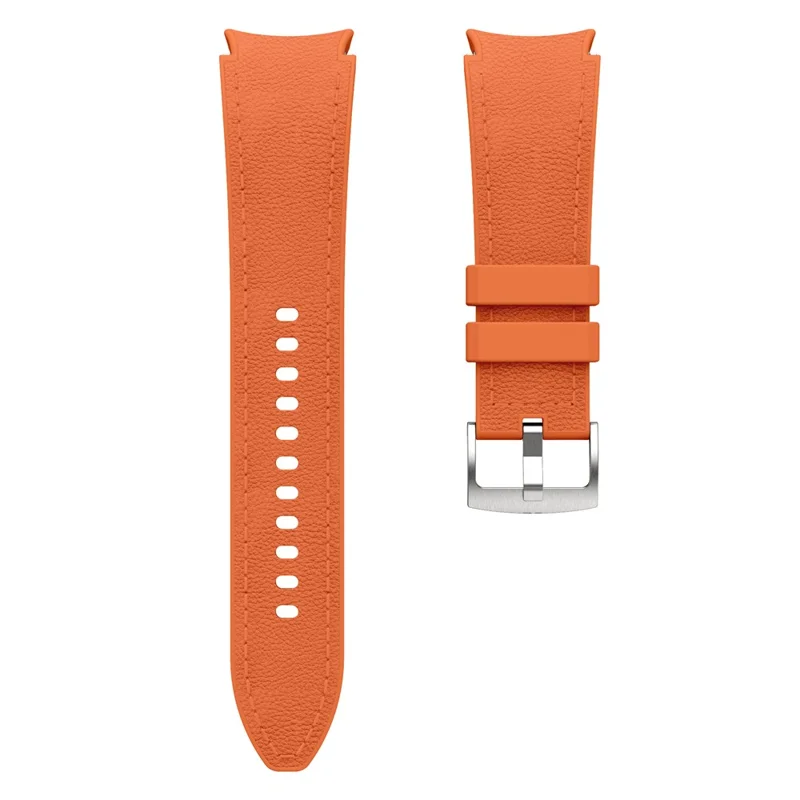 Banda de Couro de Silicone para Samsung Galaxy Watch7 / 6 / 5 / 4 44mm / 40mm / 6 Classic 42mm / 46mm Alça de Substituição com Múltiplos Furos - Laranja