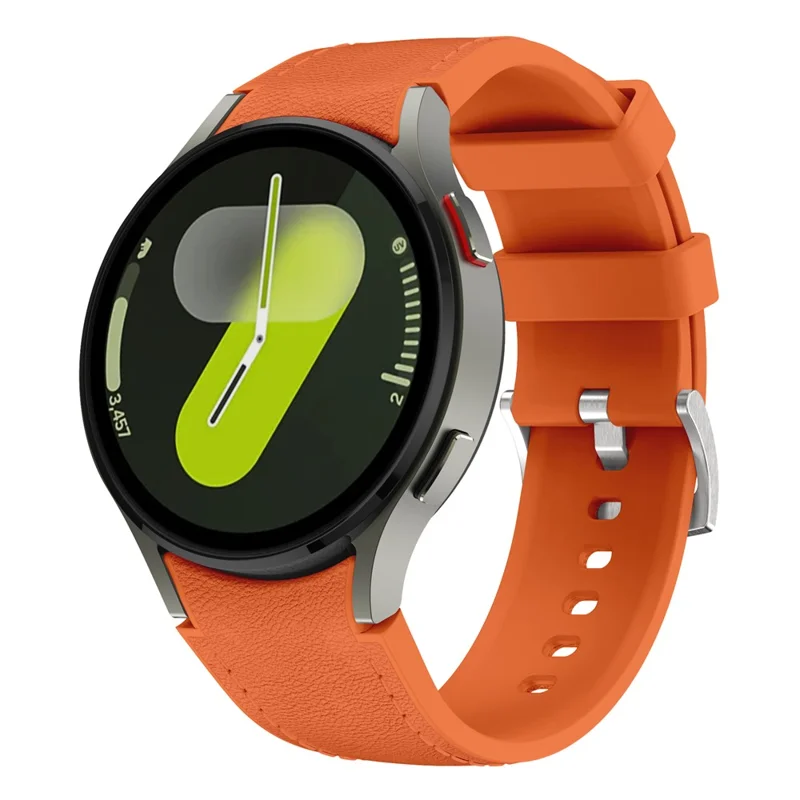 Banda de Couro de Silicone para Samsung Galaxy Watch7 / 6 / 5 / 4 44mm / 40mm / 6 Classic 42mm / 46mm Alça de Substituição com Múltiplos Furos - Laranja