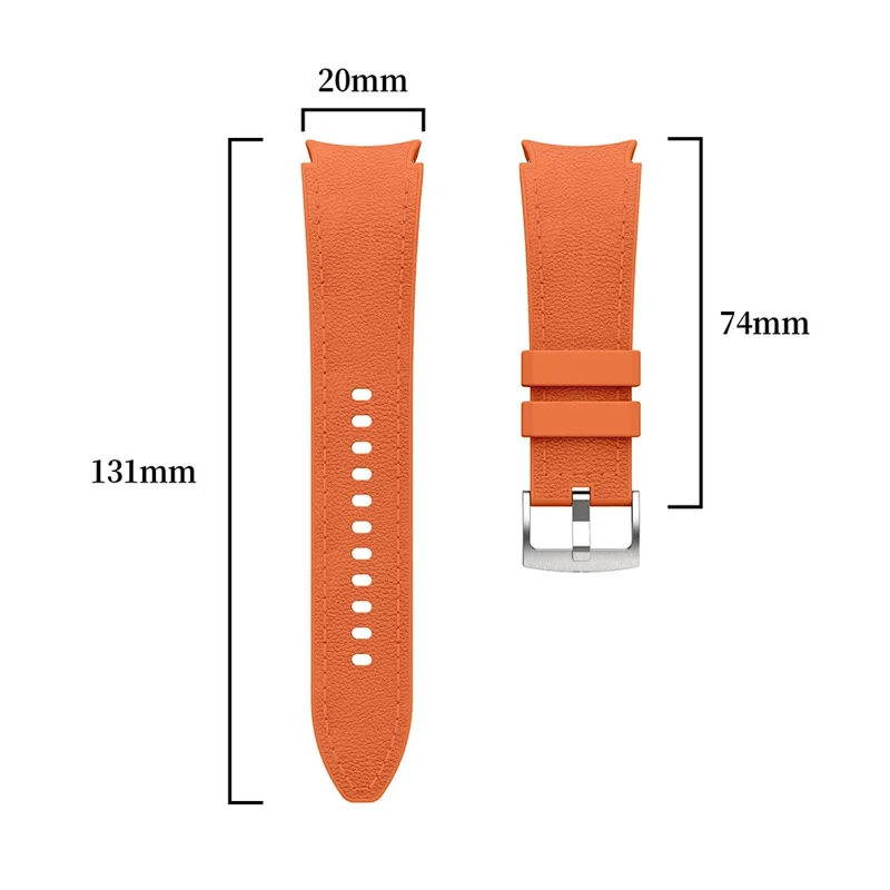 Banda de Couro de Silicone para Samsung Galaxy Watch7 / 6 / 5 / 4 44mm / 40mm / 6 Classic 42mm / 46mm Alça de Substituição com Múltiplos Furos - Laranja