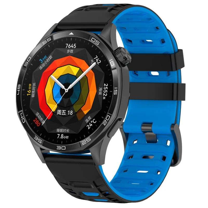 Cinturino per orologio da 22 mm per Garmin Forerunner 570 47 mm / Forerunner 970 / 265 / 255 / 745 Design meccanico Cinturino in silicone traspirante - Nero / Blu