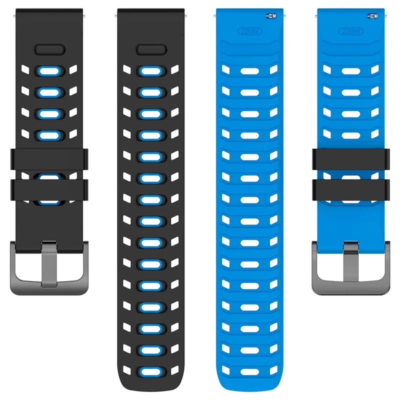 Cinturino per orologio da 22 mm per Garmin Forerunner 570 47 mm / Forerunner 970 / 265 / 255 / 745 Design meccanico Cinturino in silicone traspirante - Nero / Blu