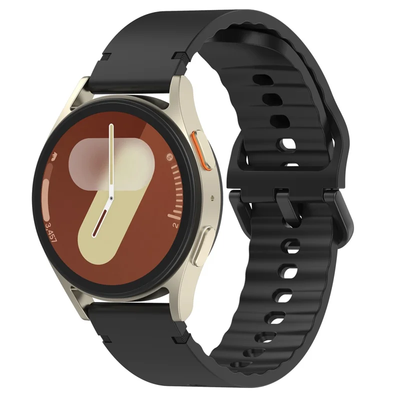 20mm Silikonarmband für Samsung Galaxy Watch7 44mm / 40mm / 6 Classic 43mm / 47mm Einfarbiges Handgelenkband - Schwarz