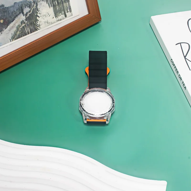 For AirTag Magnetic Wristband IPX8 Waterproof Anti-Lost Tracker Child Bracelet - Black  /  Orange